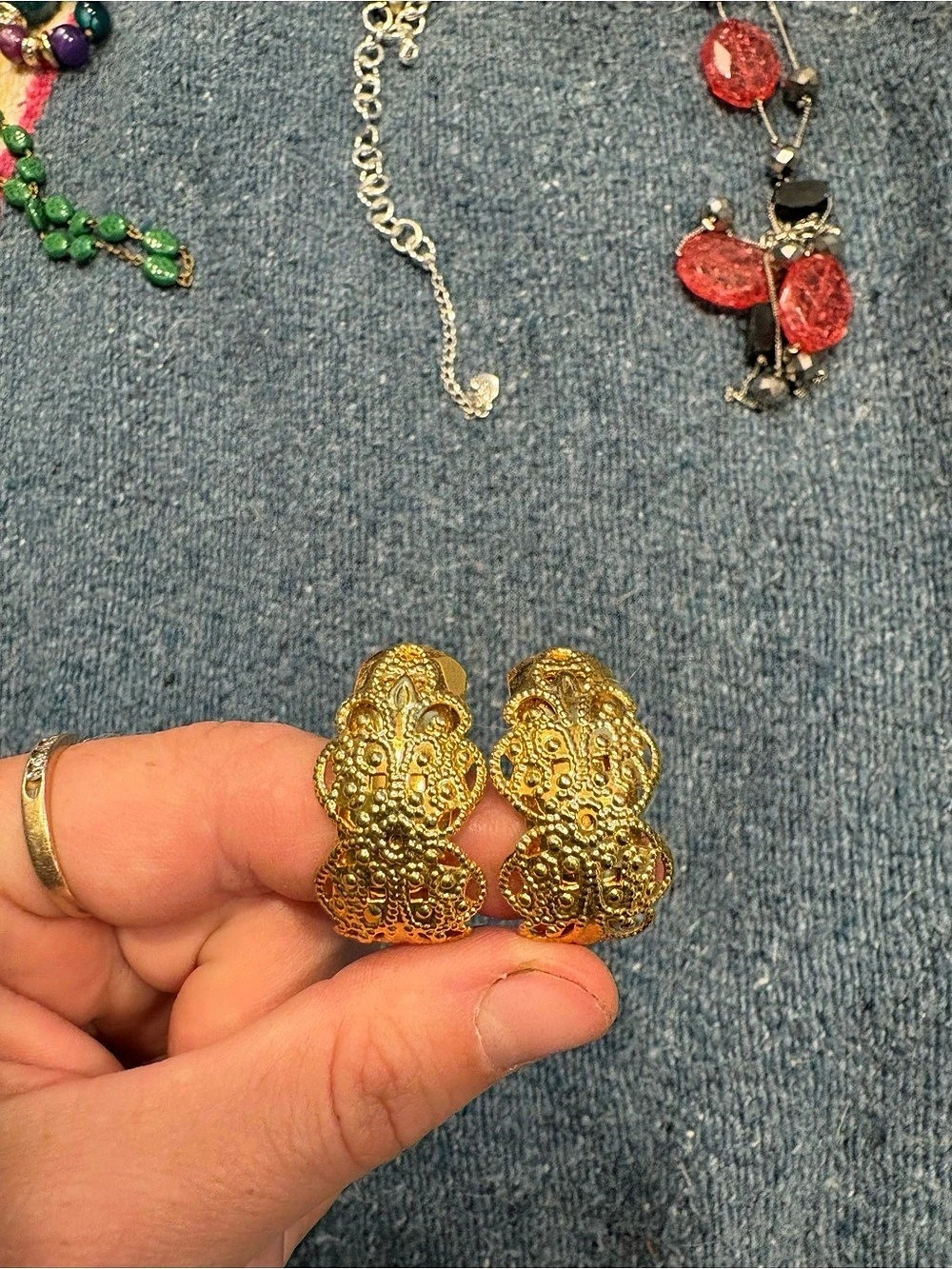 Ornate Gold Clip-On Earrings